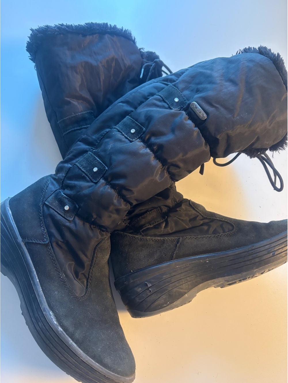 Pajar Black Winter Snow Boots with Faux Fur Lining